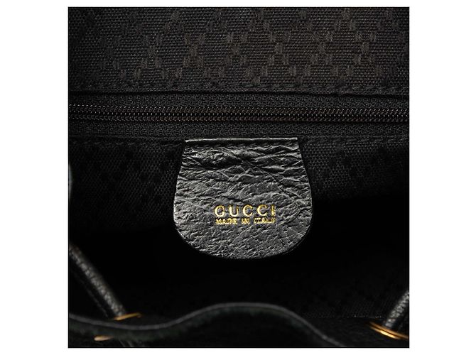 Bamboo Zaino Gucci in suede nero con coulisse e bambù - vista 5