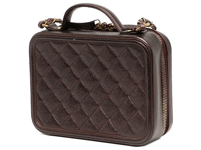 Chanel Vanity Case Medium Iridescent Caviar CC Filigree Rosso - vista 2