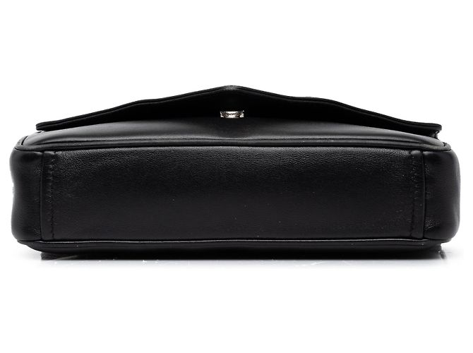 Borsa a tracolla Prada Diagramme con patta in nappa nera - vista 3