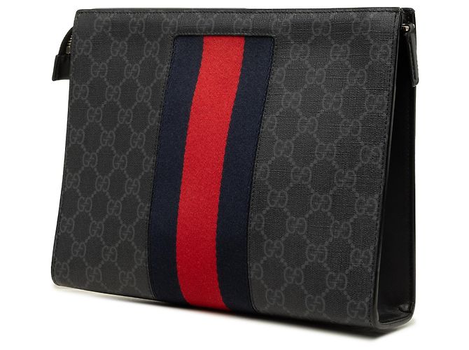 Clutch Gucci Black GG Supreme Web - vista 2
