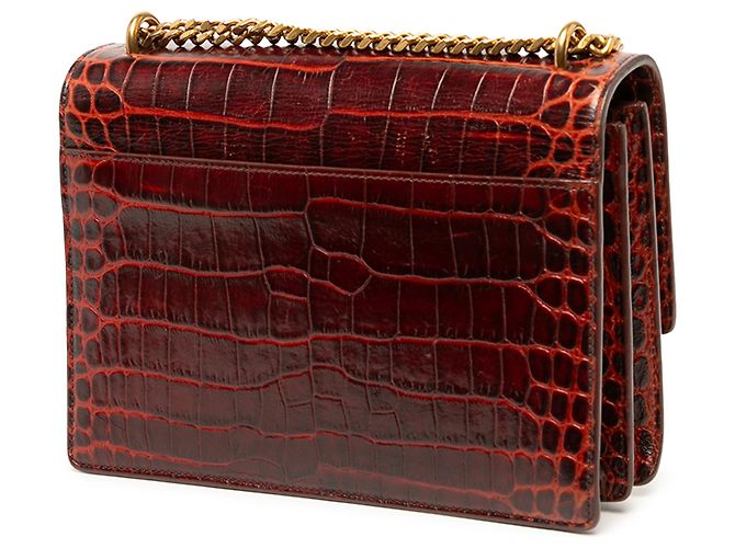 Autre Marque Saint Laurent Red Medium Croc Embossed Leather Monogram Sunset Crossbody - vista 2