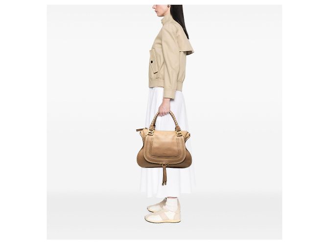 Borsa Satchel Marcie Chloé in pelle marrone Large - vista 7