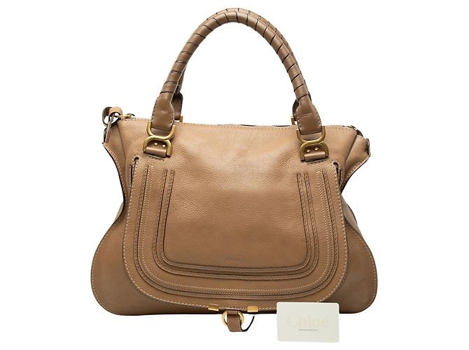 Borsa Satchel Marcie Chloé in pelle marrone Large - vista 8