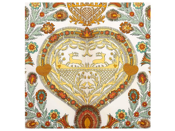 Hermès White Decoupages Seidentuch 90 - Ansicht 2