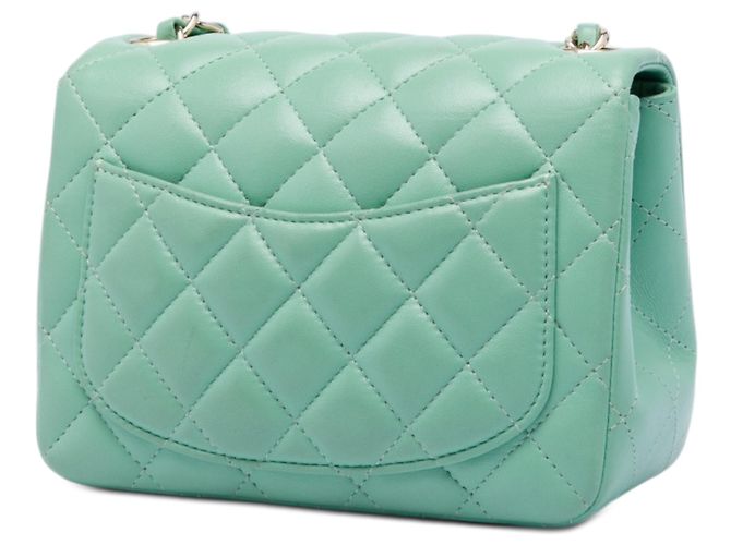 Chanel Green Mini Square Classic Lambskin Single Flap - vista 2