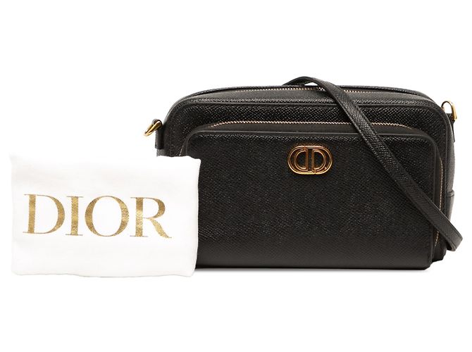 Dior Caro Double Pouch in pelle di vitello martellata nera - vista 6