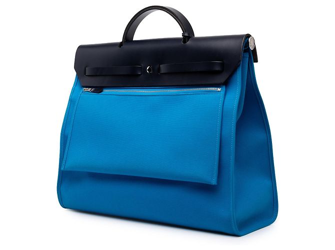 Hermès Blue Toile Herbag Zip 39 - vista 2