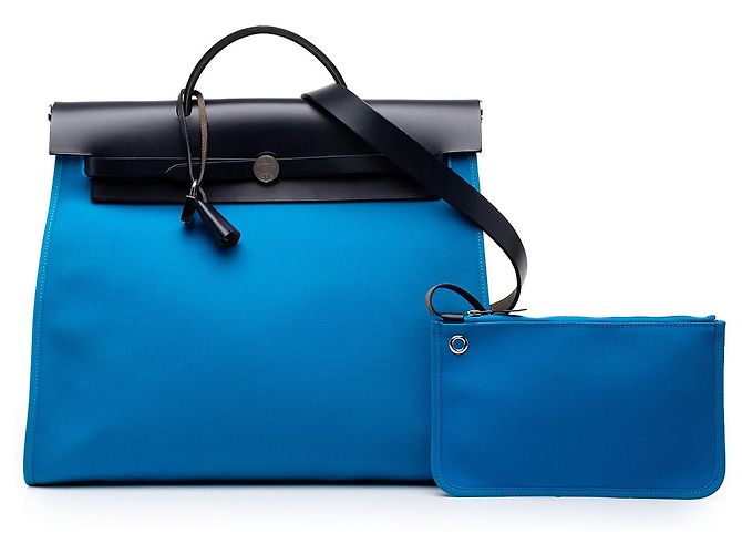 Hermès Blue Toile Herbag Zip 39 - vista 7