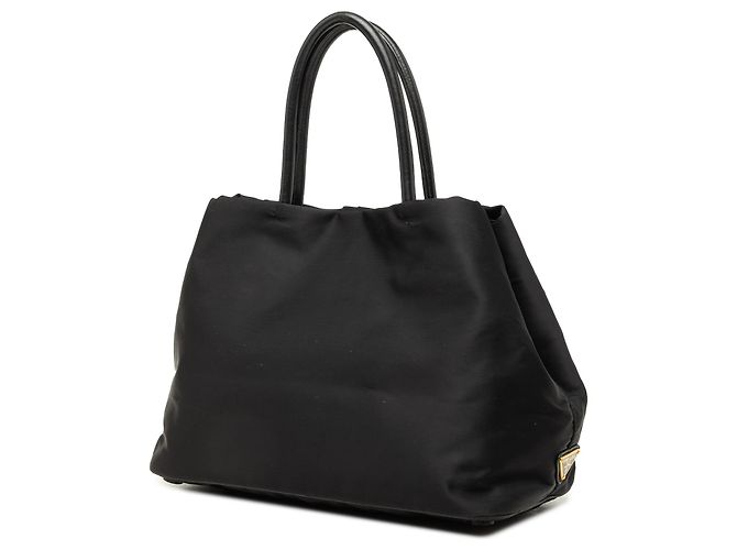 Borsa Prada Black Tessuto Canapa Logo Bow Satchel - vista 2