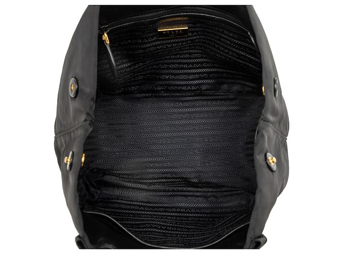 Borsa Prada Black Tessuto Canapa Logo Bow Satchel - vista 4