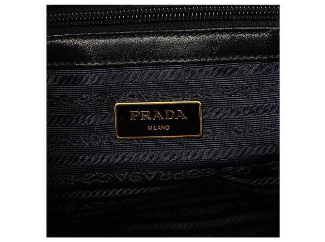 Borsa Prada Black Tessuto Canapa Logo Bow Satchel - vista 5
