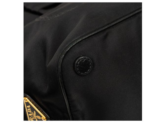 Borsa Prada Black Tessuto Canapa Logo Bow Satchel - vista 6