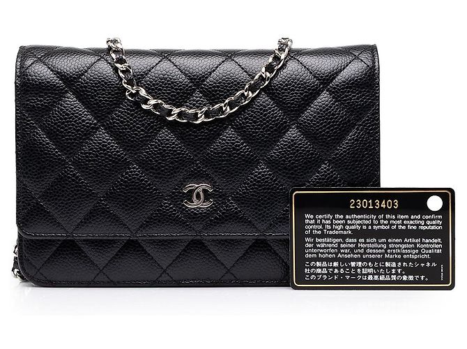 Chanel Black CC Quilted Caviar Wallet on Chain - vista 8