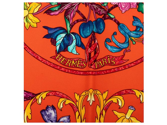 Foulard di seta Hermès Orange Pierres D Orient Et D Occident 90 - vista 4