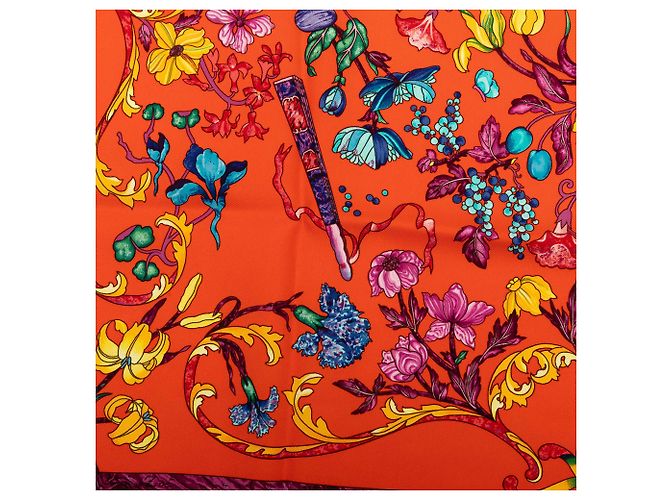Foulard di seta Hermès Orange Pierres D Orient Et D Occident 90 - vista 5