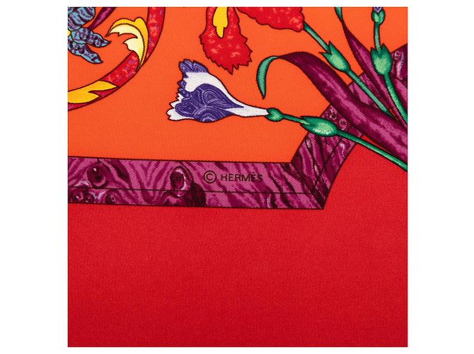 Foulard di seta Hermès Orange Pierres D Orient Et D Occident 90 - vista 7