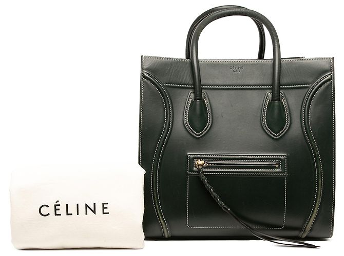 Céline Celine Phantom Luggage Tote Medium in pelle di vitello liscia nera - vista 6