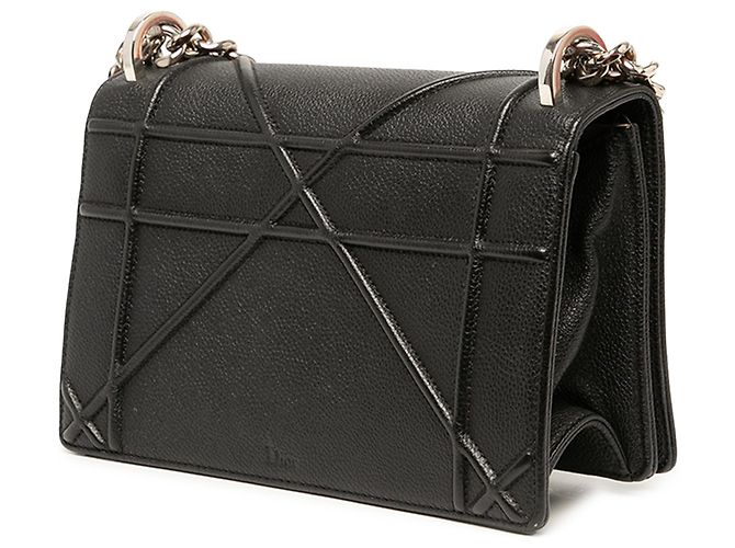 Dior Diorama Flap in pelle di vitello martellata nera Medium - vista 2