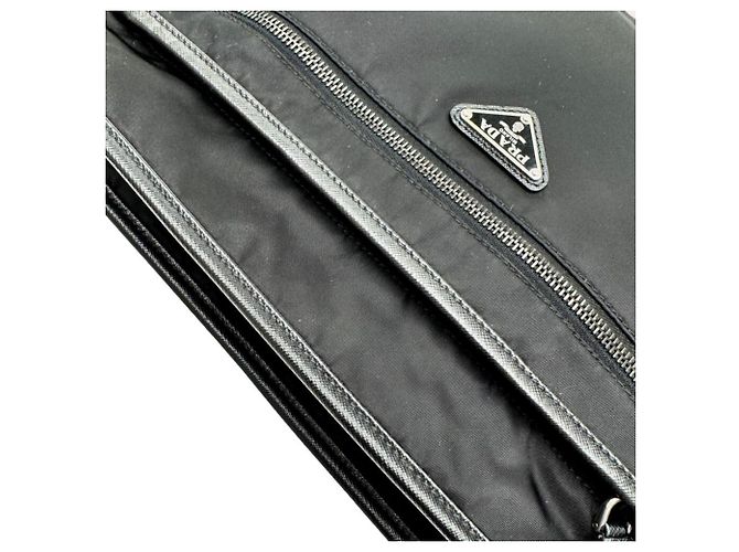 Borsa a tracolla Prada nera in nylon e pelle - vista 11