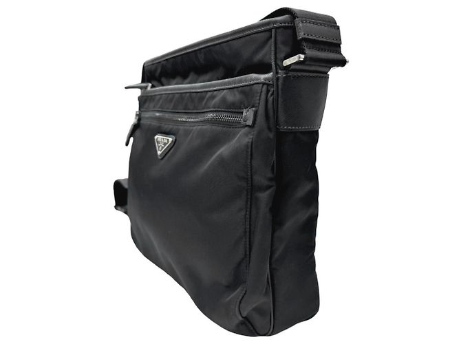 Borsa a tracolla Prada nera in nylon e pelle - vista 3
