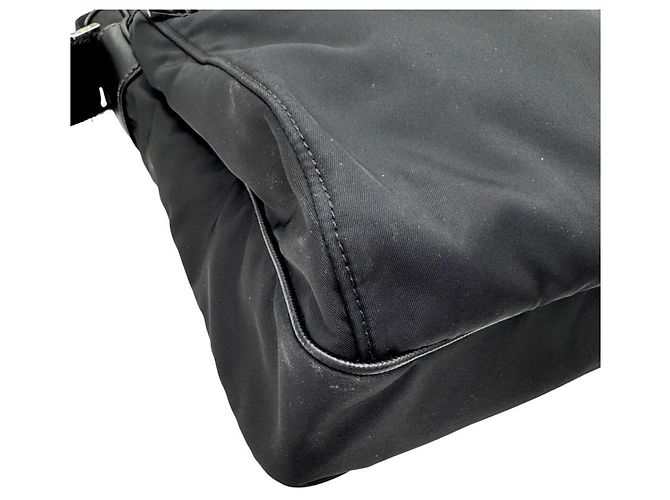 Borsa a tracolla Prada nera in nylon e pelle - vista 6