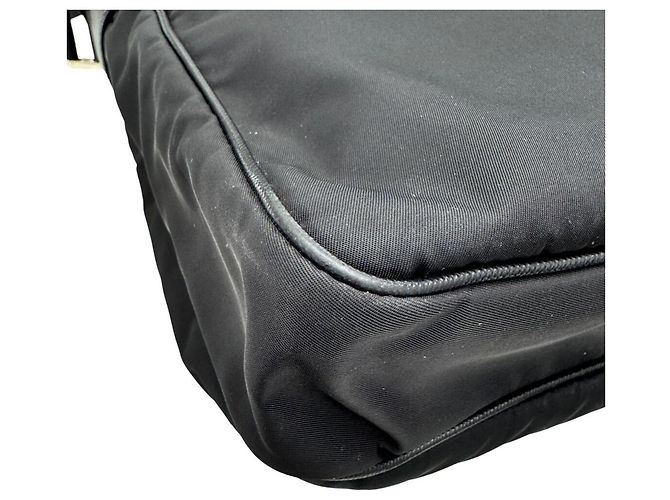 Borsa a tracolla Prada nera in nylon e pelle - vista 9