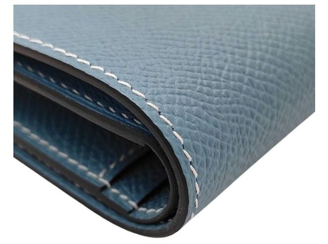 Hermès Billetera bi-fold Hermes en piel Epsom Blue Jean - vista 2