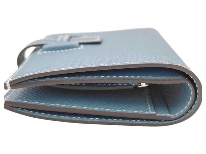 Hermès Billetera bi-fold Hermes en piel Epsom Blue Jean - vista 3