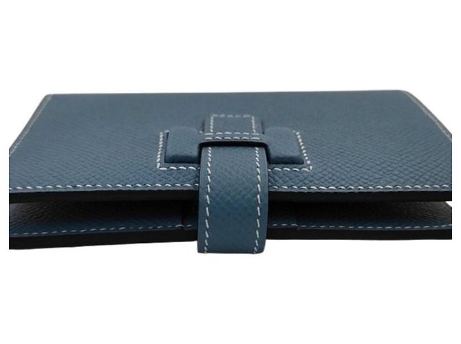 Hermès Billetera bi-fold Hermes en piel Epsom Blue Jean - vista 4