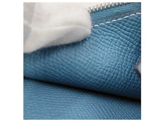Hermès Billetera bi-fold Hermes en piel Epsom Blue Jean - vista 8