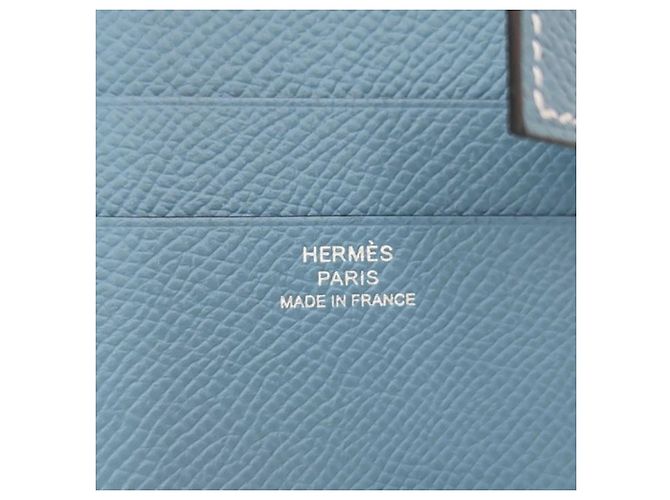 Hermès Billetera bi-fold Hermes en piel Epsom Blue Jean - vista 9