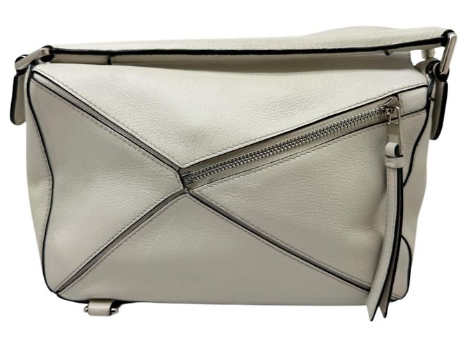 Borsa Loewe Puzzle Small in pelle bianca, borsa a spalla - vista 2