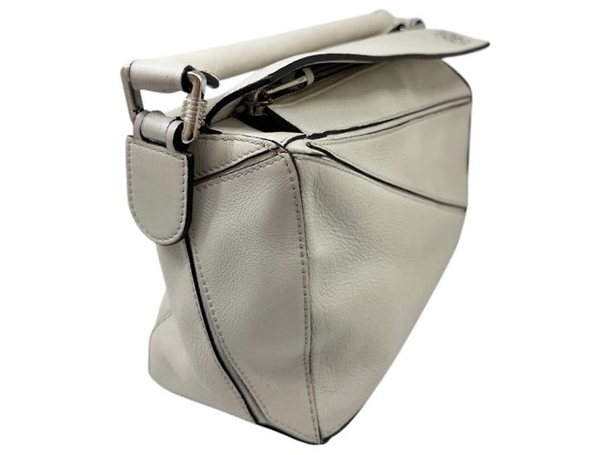 Borsa Loewe Puzzle Small in pelle bianca, borsa a spalla - vista 3