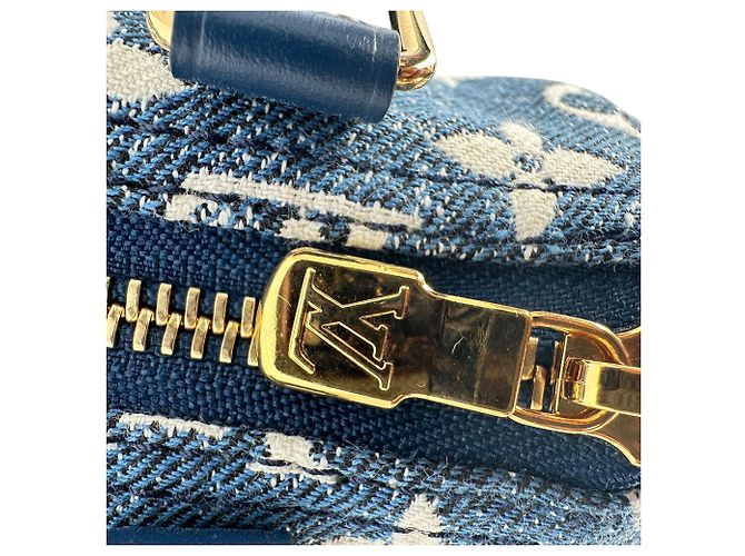 Louis Vuitton Nano Speedy in cotone blu - vista 6