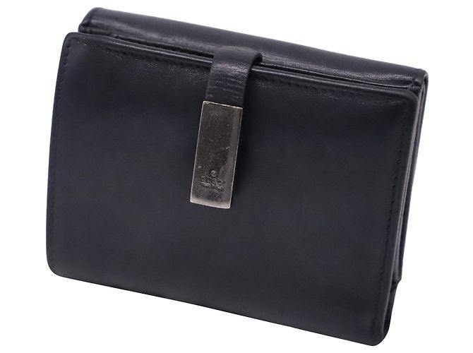 Portafoglio compatto Gucci in pelle nera - vista 2