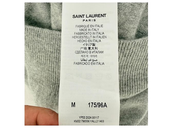 Autre Marque Yves Saint Laurent Logo-Sweatshirt aus grauer Wolle - Ansicht 6