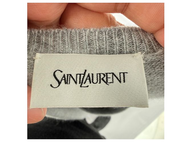 Autre Marque Yves Saint Laurent Logo-Sweatshirt aus grauer Wolle - Ansicht 7