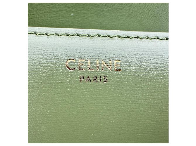 Céline Borsa Celine Triomphe in pelle verde oliva - vista 12