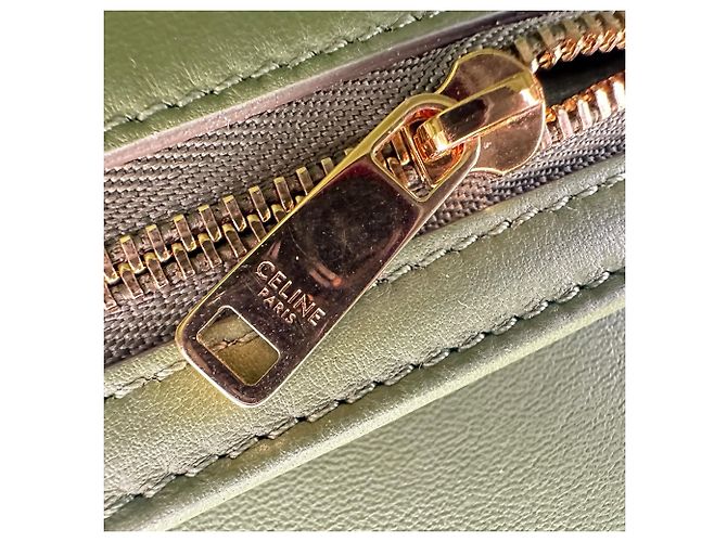 Céline Borsa Celine Triomphe in pelle verde oliva - vista 15