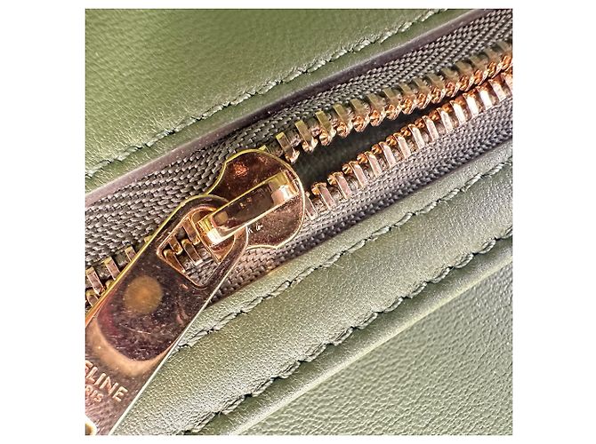 Céline Borsa Celine Triomphe in pelle verde oliva - vista 16