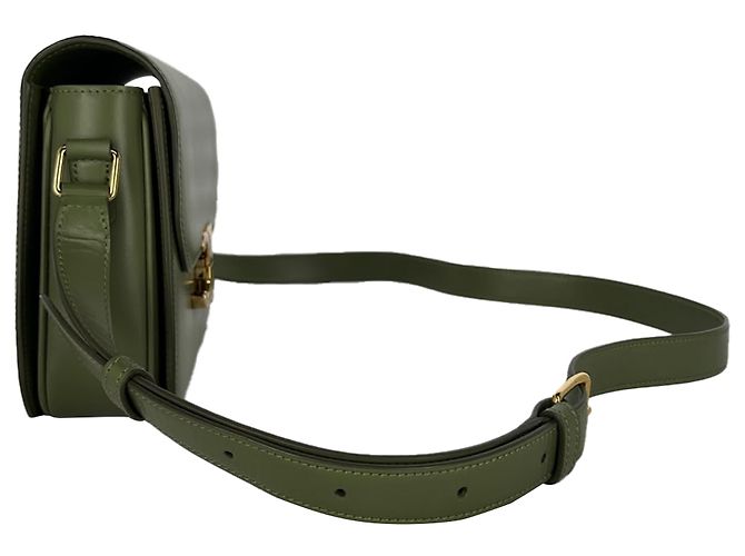Céline Borsa Celine Triomphe in pelle verde oliva - vista 2