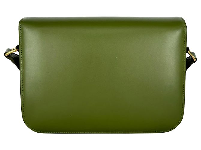 Céline Borsa Celine Triomphe in pelle verde oliva - vista 5