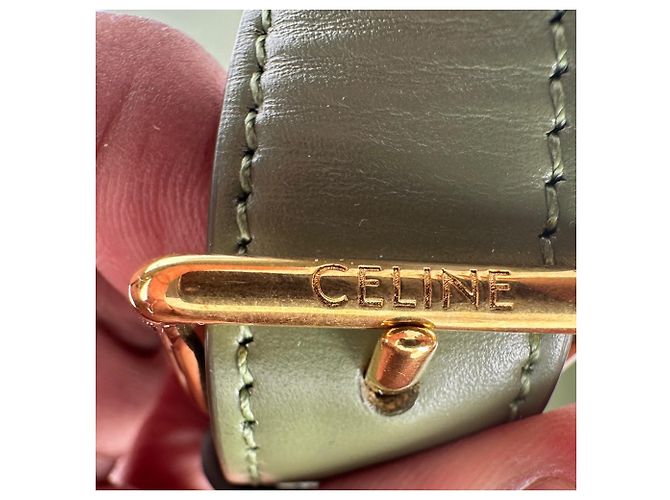 Céline Borsa Celine Triomphe in pelle verde oliva - vista 9