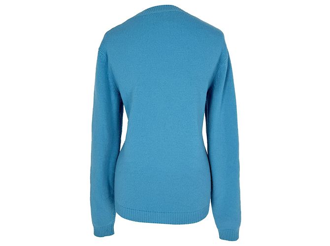 Gucci Strickpullover mit Schweine-Motiv aus blauer Wolle - Ansicht 3