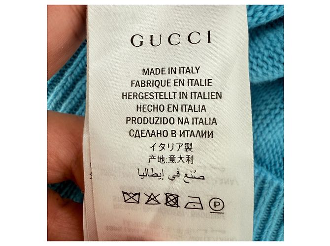 Gucci Strickpullover mit Schweine-Motiv aus blauer Wolle - Ansicht 4