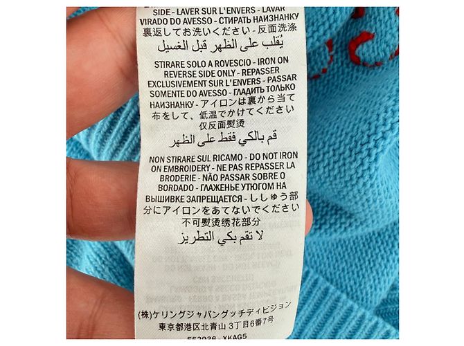 Gucci Strickpullover mit Schweine-Motiv aus blauer Wolle - Ansicht 6