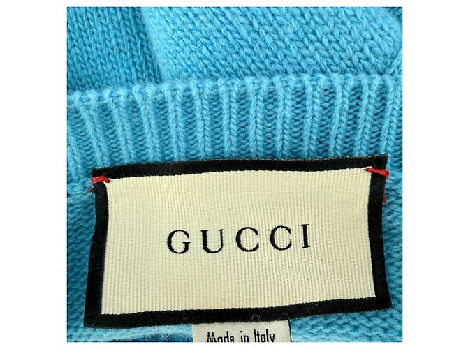 Gucci Strickpullover mit Schweine-Motiv aus blauer Wolle - Ansicht 8
