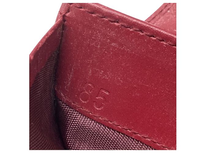 Portafoglio Prada con logo smaltato in pelle rossa - vista 8