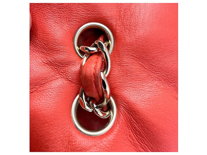 Borsa Chanel Classic Double Flap in pelle rossa - vista 14