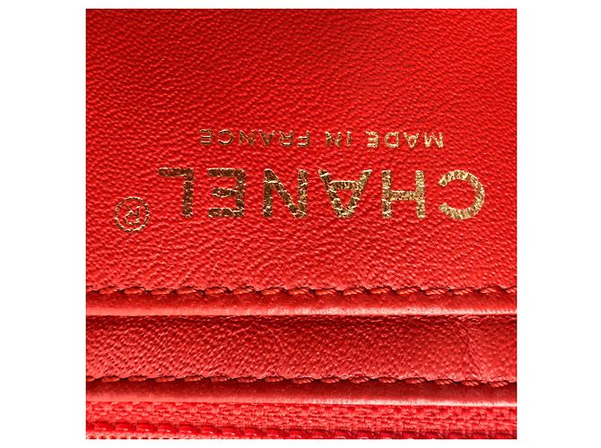 Borsa Chanel Classic Double Flap in pelle rossa - vista 8